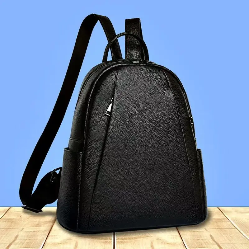 

New Fashion Luxury Brand Cow Genuine Leather Women Backpacks Female Ladies Girl Student Korean Solid Casual Designer Backpack