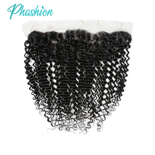 Phashion Deep Wave 13x4 encaje Frontal de oreja a oreja y cierre suizo transparente 4 × 4 cabello humano Remy prearrancado para mujeres negras