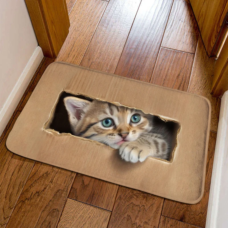 Creative kitten door floor mat living room home bedroom kitchen bathroom foot mat entrance carpet