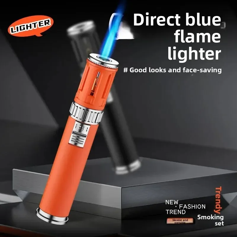 2026 Personalized Windproof Direct Flush Inflatable Lighter Outdoor Camping Barbecue Small Portable Home Kitchen Lighter