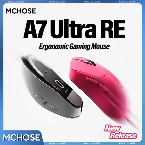 Imagen 1 del producto Ratón para juegos MCHOSE A7 Ultra RE, velocidad de orollamiento de 8000Hz, diseño ergonómico, 20000fps, 42000DPI, 750IPS, revestimiento súper deslizante, batería de 500mAh