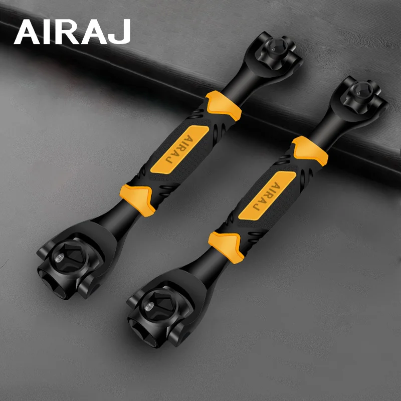 AIRAJ Wrench Eight in One Anti Slip Rubber Handle Chromium Vanadium Steel Durable Multi Functional Manual Tool