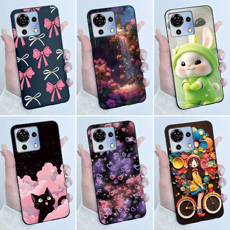 Funda para ZTE Blade V50 Vita, funda de lujo con diseño de conejo, divertida, negra, de silicona suave, para teléfono ZTE BladeV50 Vita V50Vita