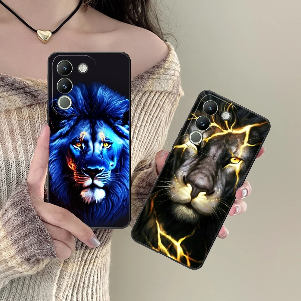 Lion PaintingLuxury Mobile Cell Phone Case for VIVO Y95 Y93 Y31 Y20 V19 V17 V15 Pro X60 NEX Black Soft Phone Cover Shell