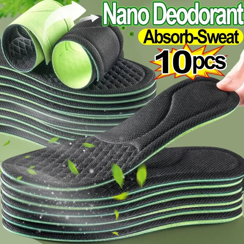 2/10pcs Soft Memory Foam Orthopedic Insoles Deodorizing Insole Shoes Sports Absorbs Sweat Soft Antibacterial Shoe Accessories