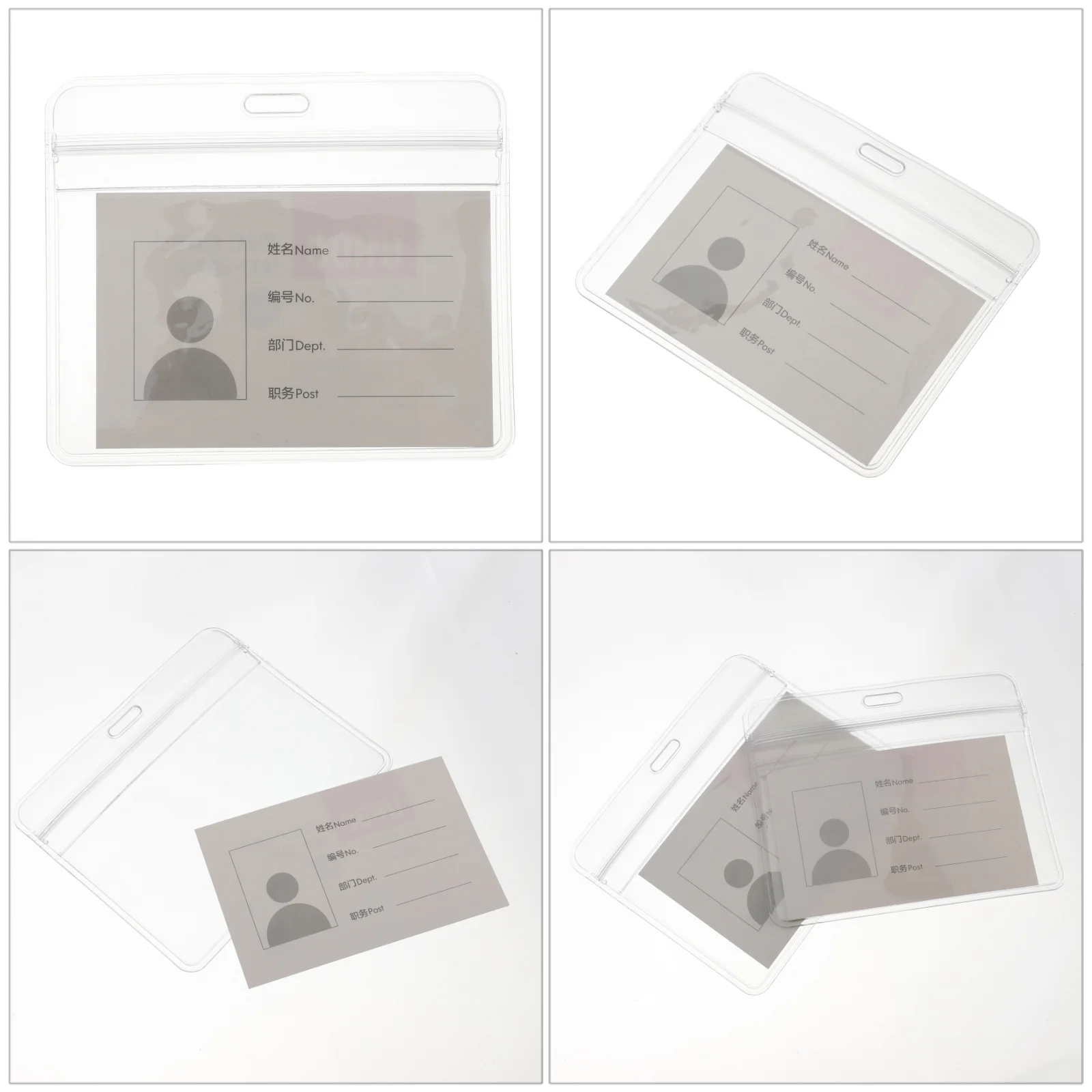 10 Piezas de Portacredenciales de PVC Transparente, Funda Protectora para Identificación de Trabajadores, Estudiantes, con Cordón, Compatible con Etiquetas de Nombre