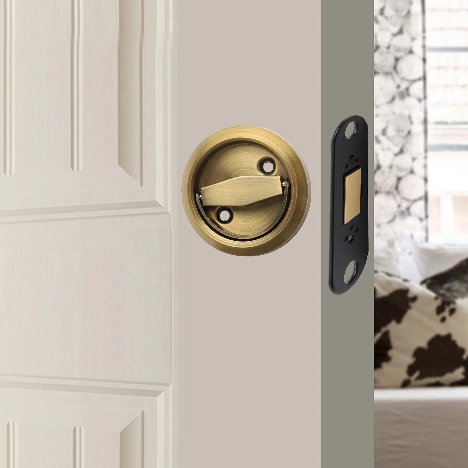 

Stainless Steel Door Lock Handles Sleek Design for Cabinets and Sliding Doors Complete with Installation Screws