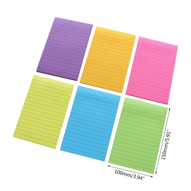 6Pcs Sticky Notes Pads 4x6inch Pocket Memo Pad Self-ashesive Note Papers