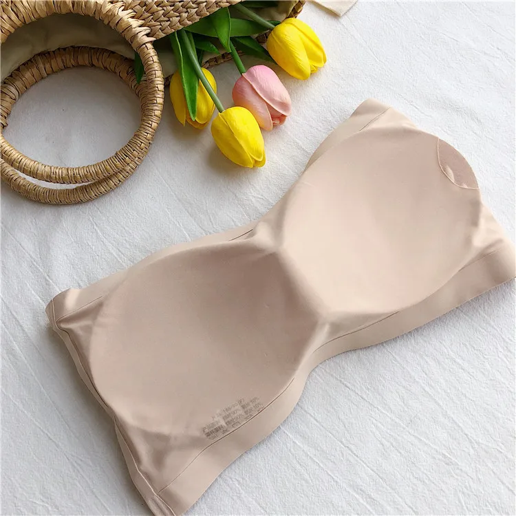 [ double-breasted ] summer cooling ice invisible strapless anti-light word bib back strapless underwear woman