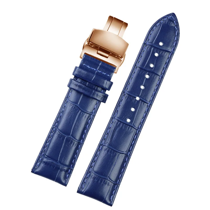 Crocodile Skin Watch Strap 16mm 18mm 19mm 20mm 21mm 22mm Bracelet For IWC Omega Rossini Longines TAG Heuer Blue Leather strap