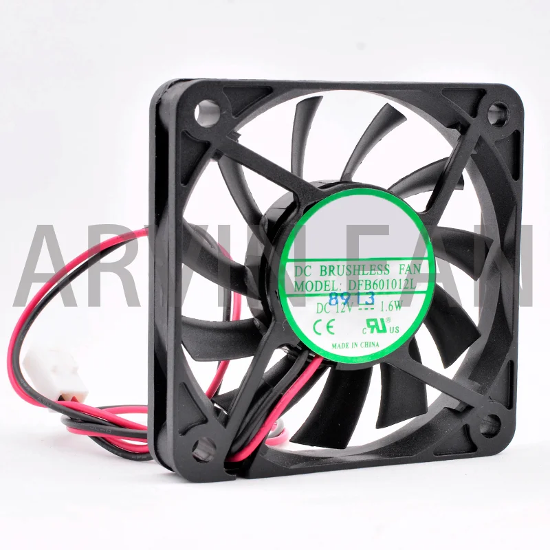 DFB601012L 6cm 60mm Fan 60x60x10mm DC12V 1.6W 2pin 2 Ball Bearings Suitable For Chassis Power Charger Cooling Fan