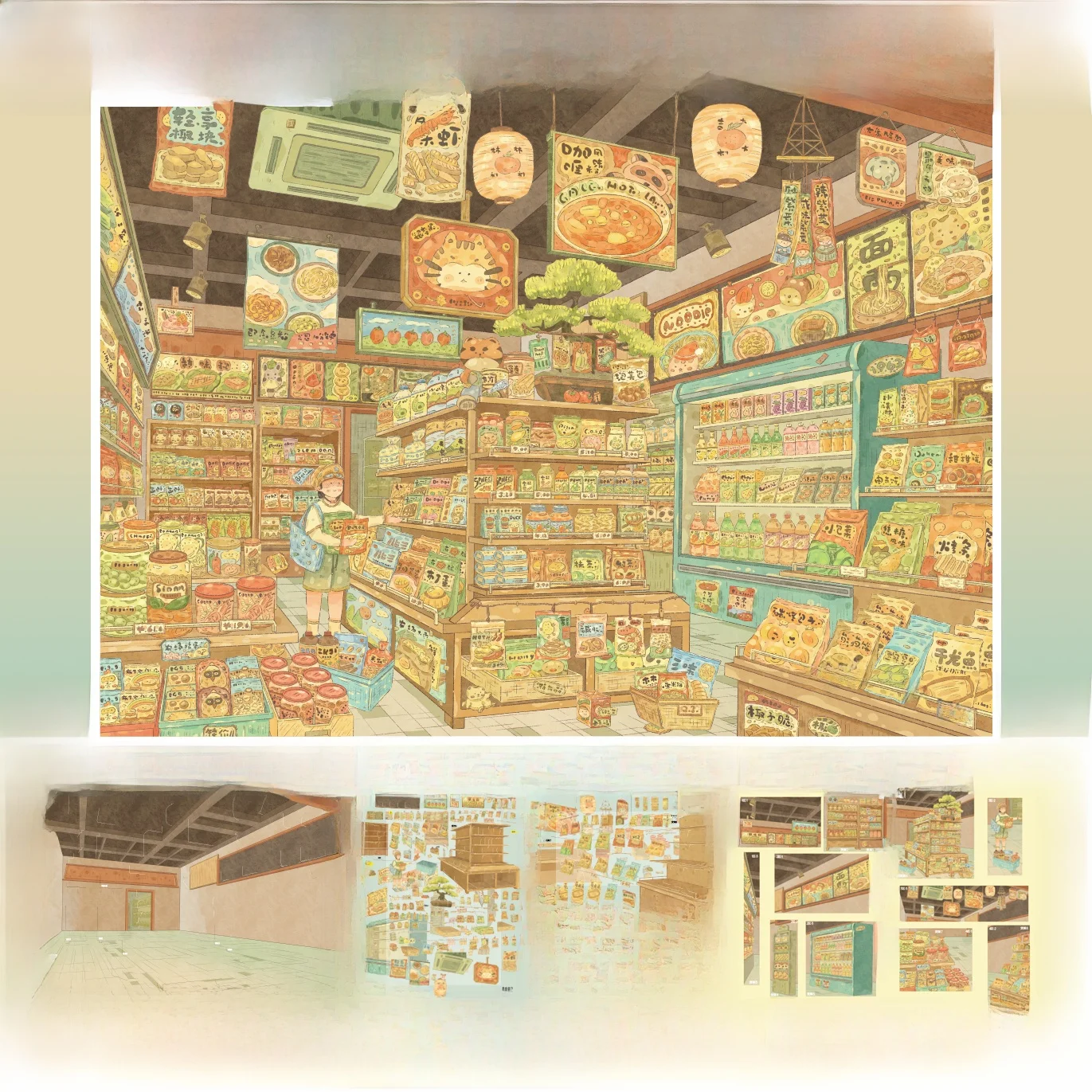 Lisheng 150 Japanese Cuisine Miniature Scene Stickers 3D Landscape High Aesthetic Time Killers Decal Adhesive Craft Supplies