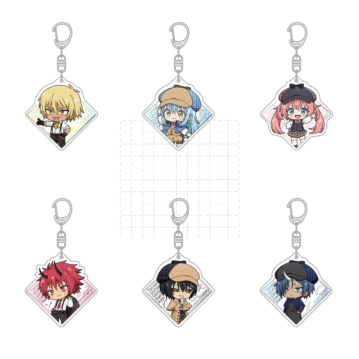 Game Rimuru Tempest Benimaru Veldla Souei Keychain Doll Anime Acrylic Keyring Pendant for Gift