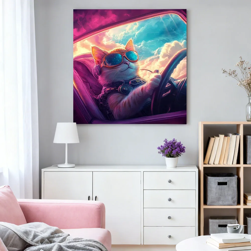 HUACAN الماس الفسيفساء القط الحيوان الحفر الكامل التطريز بيع مربع جولة الشبت اللوحة جدار ديكور اليدوية الفن هدية #3