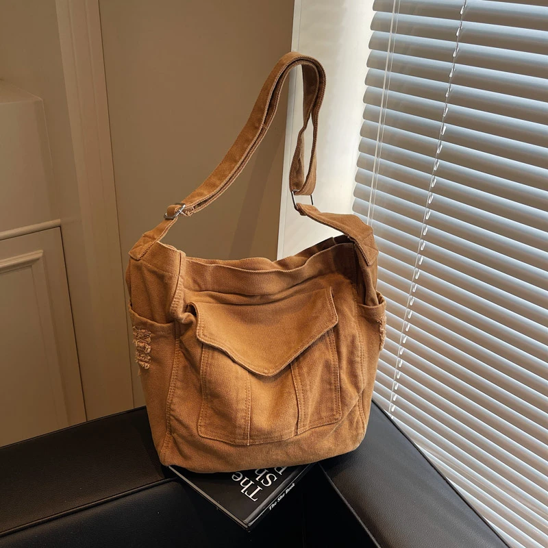 

Новые однотонные холщовые сумки на плечо большой вместимости для женщин, легкие однотонные повседневные женские сумки через плечо для поездок на работу