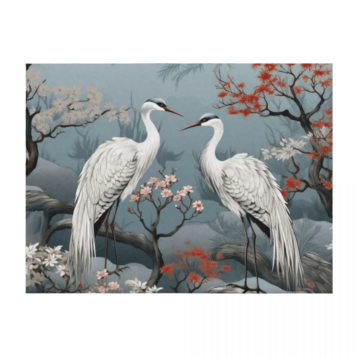 

Japanese Garden Throw Blanket anime Designers Flannel Fabric Blankets