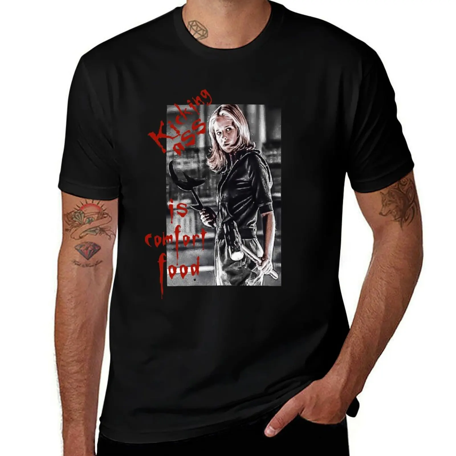 Kicking Ass Is Comfort Food T-Shirt Plus Size Non-Shrink T-Shirt