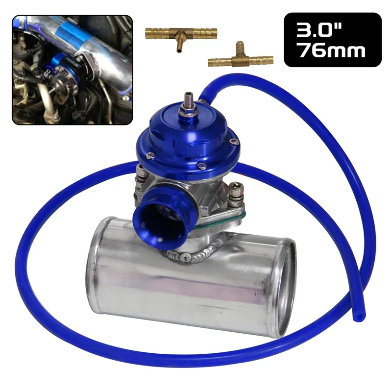 لشاحن توربو BOV صمام تفجير من النوع S/RS + 3 بوصة أنبوب محول شفة سبيكة أسود/أزرق #4