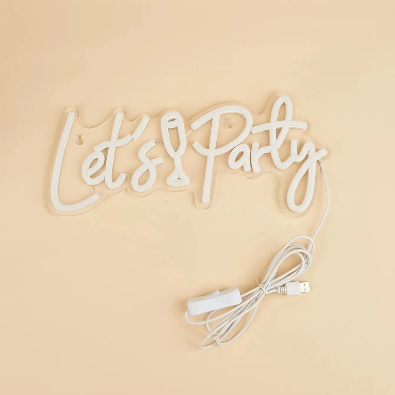 Chi-buy LED Neon Let's Party USB Powered Neon Signs Night Light 3D Wall Art & Game Room Bedroom Living Room Decor Lamp Signs