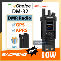 DM-32 DMR Radio 10W Digital Walkie Talkie With Belt Hoster GPS APRS Dual Mode Analog AES256 IP45 Emergency Weather Broadcasting