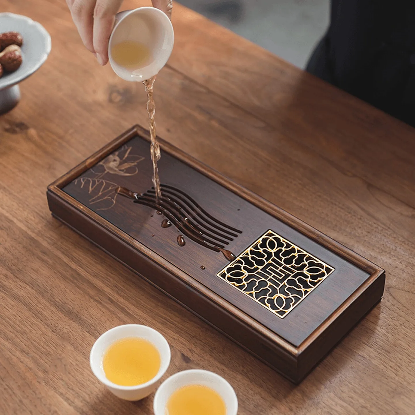 Bamboo Antique Tea Tray Vintage Rattan Indoor Chinese Tea Tray Supplies Decorative Solid Wood bandejas de madera Tea Supplies 3