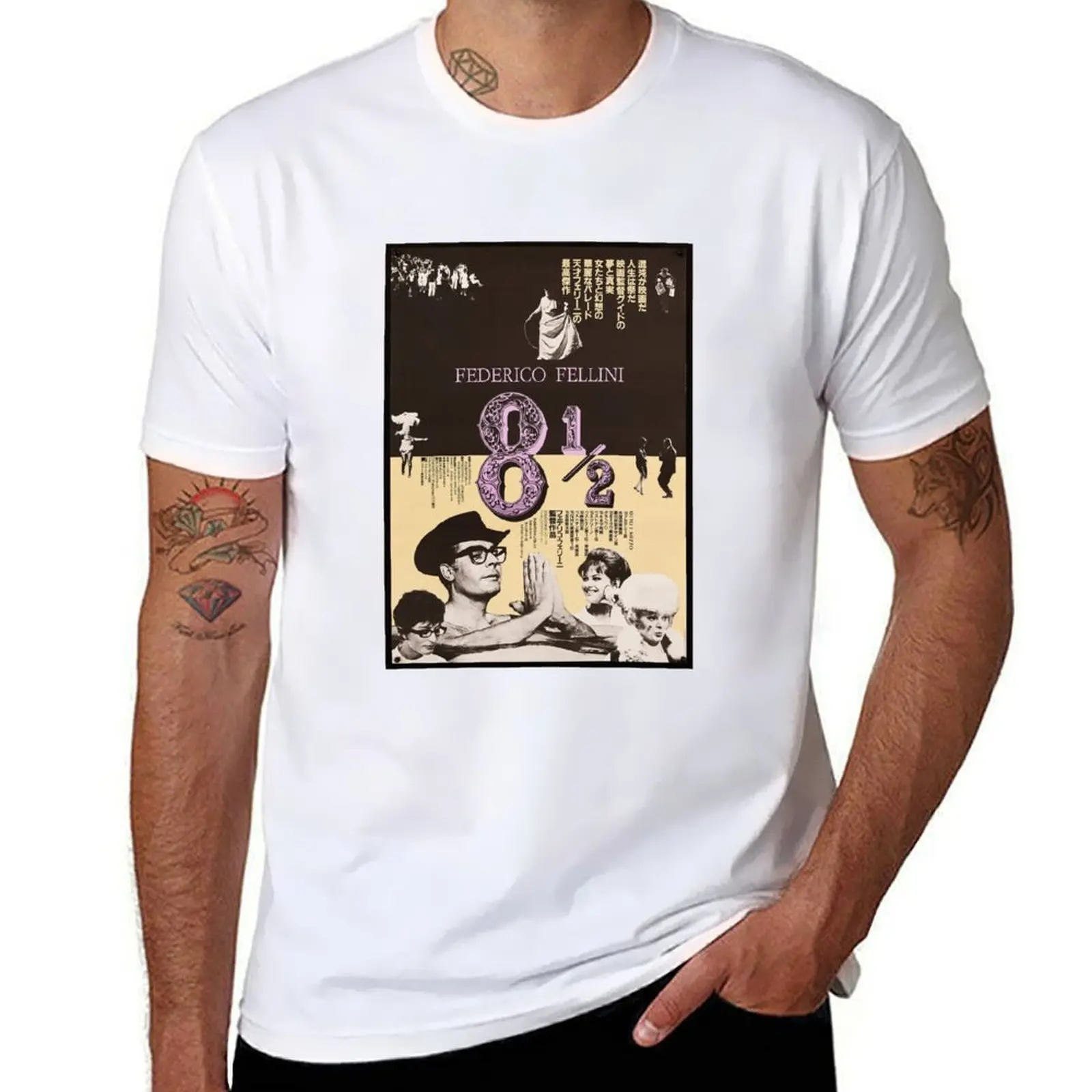 

8 1/2 (1963) - Federico Fellini - Japanese T-Shirt anime t shirts oversize cotton t shirts high quality T-Shirt