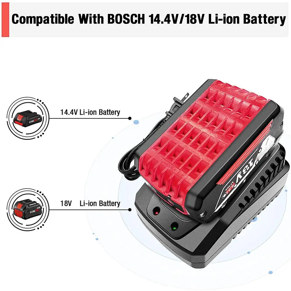 Electrical Power Tool Li-ion Battery Charger for Bosch 14.4V 18V 2A Lithium Batteries Charger Smart LED System AC100-240V