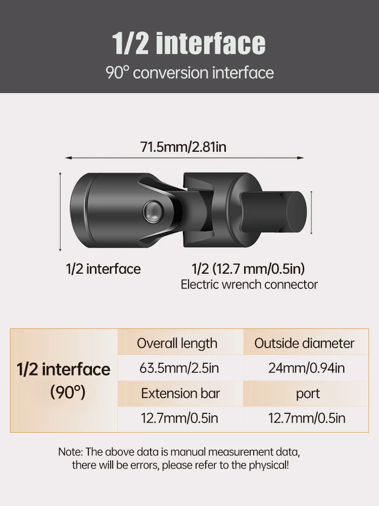 Swivel Impact Universal Socket 90 360 Degree Rotary Joint Electric Wrench Socket Accessories Tool 1/2 Inch