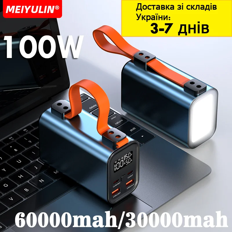 Large Capacity 60000mAh Power Bank For Laptop 100W Fast Charging External Battery Portable Power Station For iPhone Outdoor