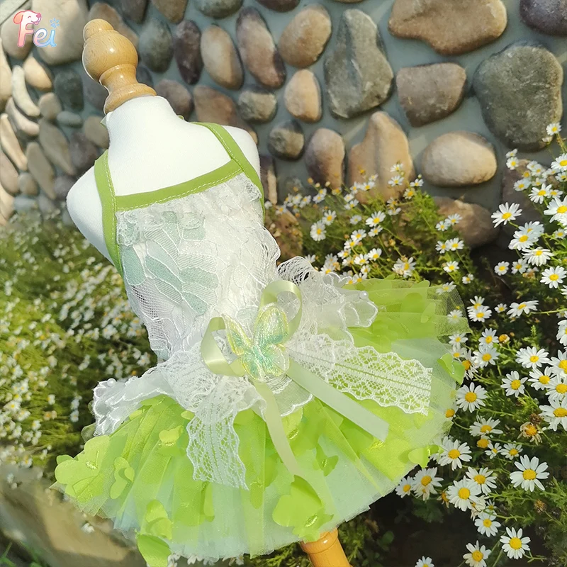 Vestido de Verano para Perro en Color Caramelo, con Lentejuelas, Lazo y Tutú, Disfraz de Princesa para Mascotas, Ropa para Perros Pequeños y Medianos, Caniches y Cachorros
