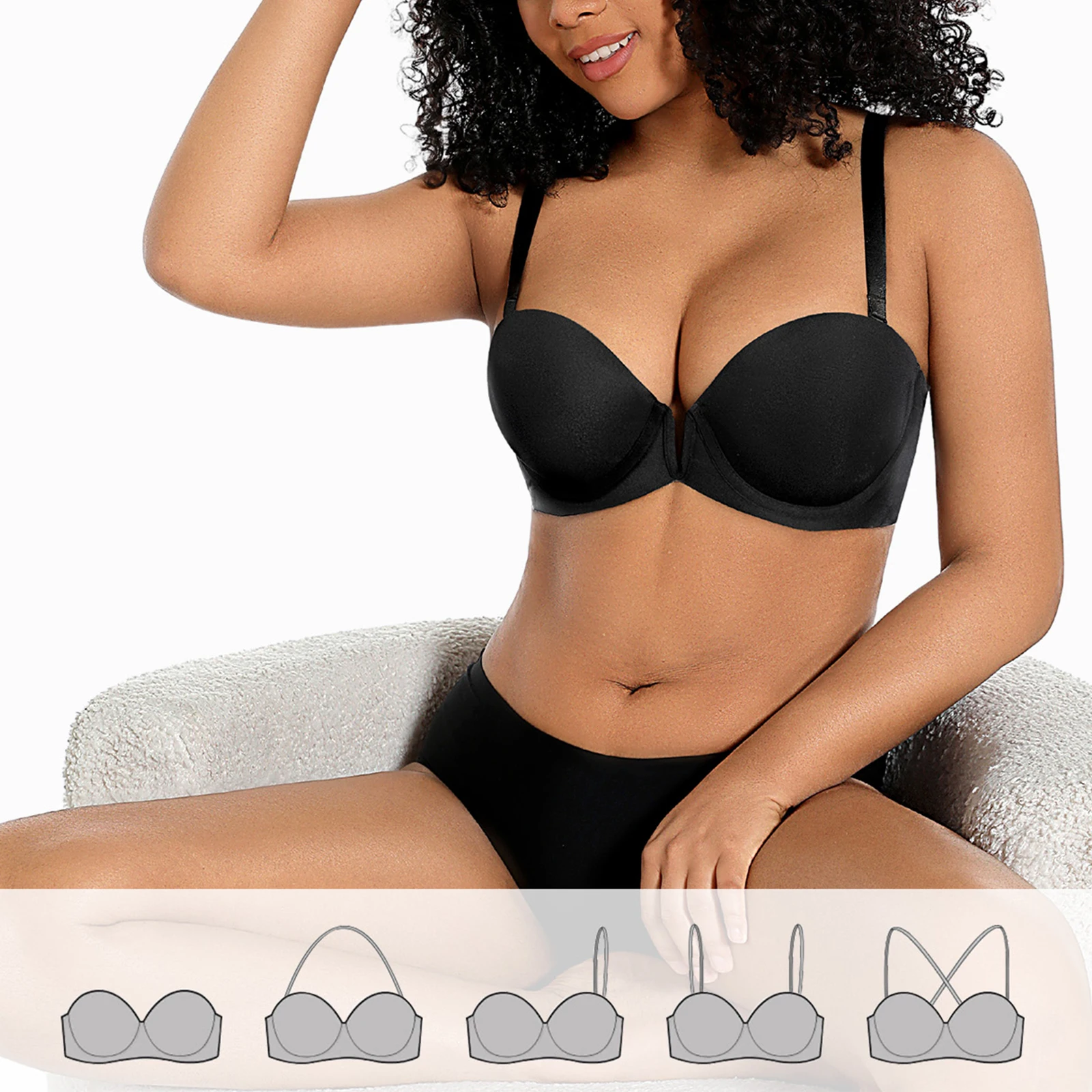 

New Women Bra Padded Push Up Sexy Strapless Halter Multiway Bras for Women Lingerie Underwire Supportive Bralette Adjusted Bra