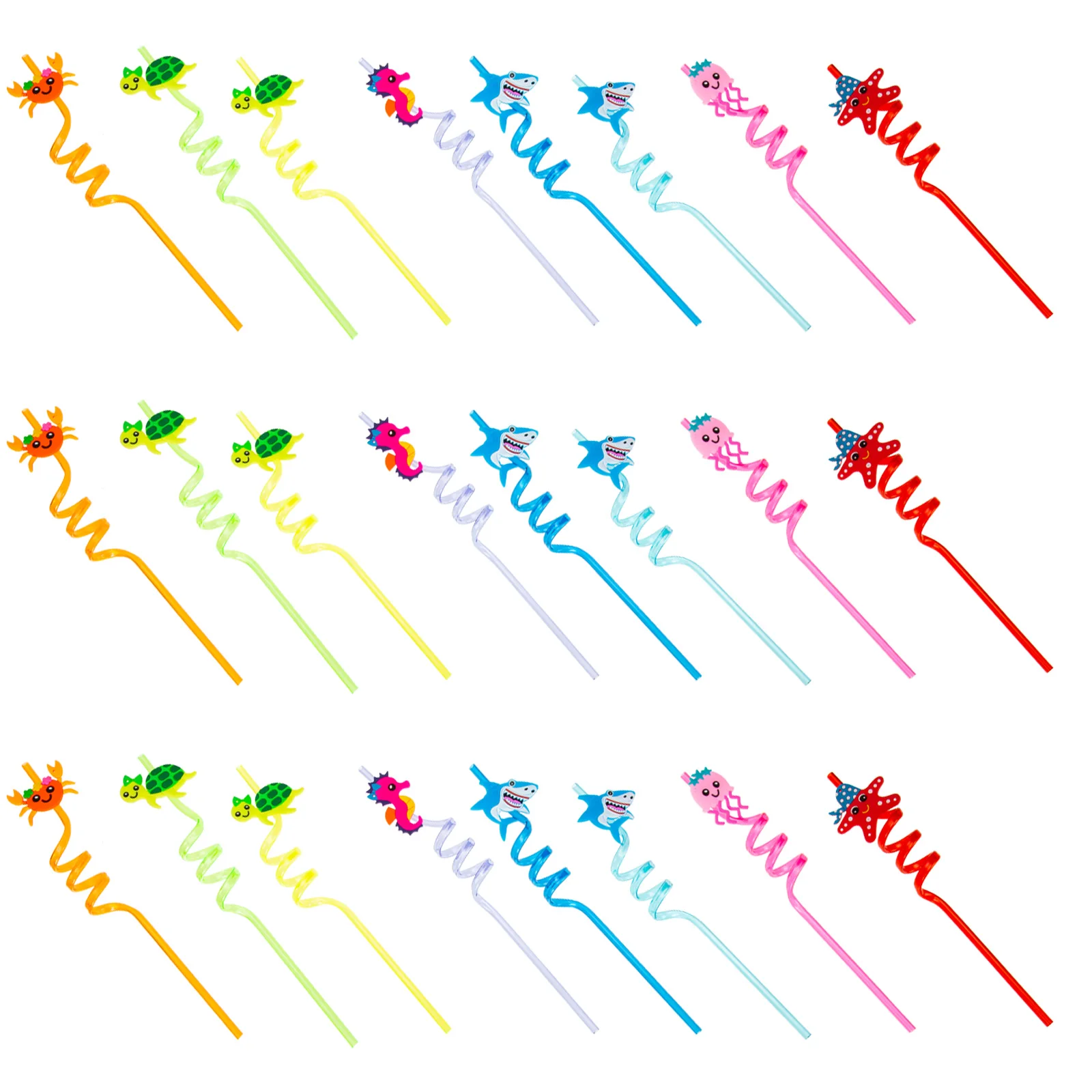 

24 Pcs Straw Set Reusable Pet Plastic Cartoon Beverage Straws for Party Festival Milk Tea Shop Design Kids Juices