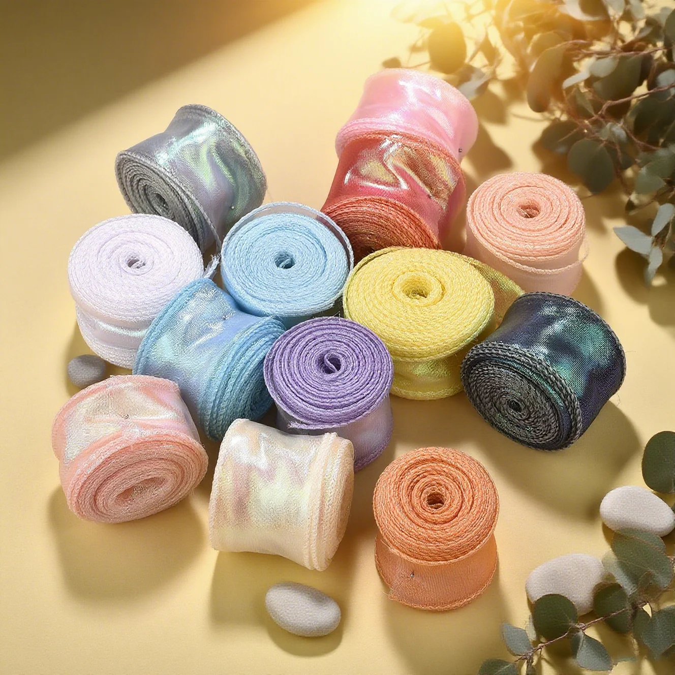 10Yards Fishtail Organza Ribbon Reflective Iridescent Wavy Edge Ribbon for Gift Wrapping DIY Bow Bouquet Voile Ribbons