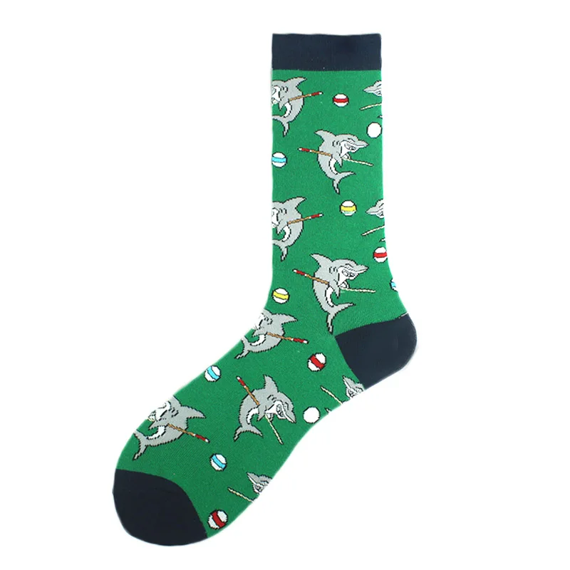 Cool Hip Hop Crew Socks Men Funny Animal Squirrel Shark Dinosaur Boxing Dog Fortune Cat Sokken Harajuku Divertidos Chaussette