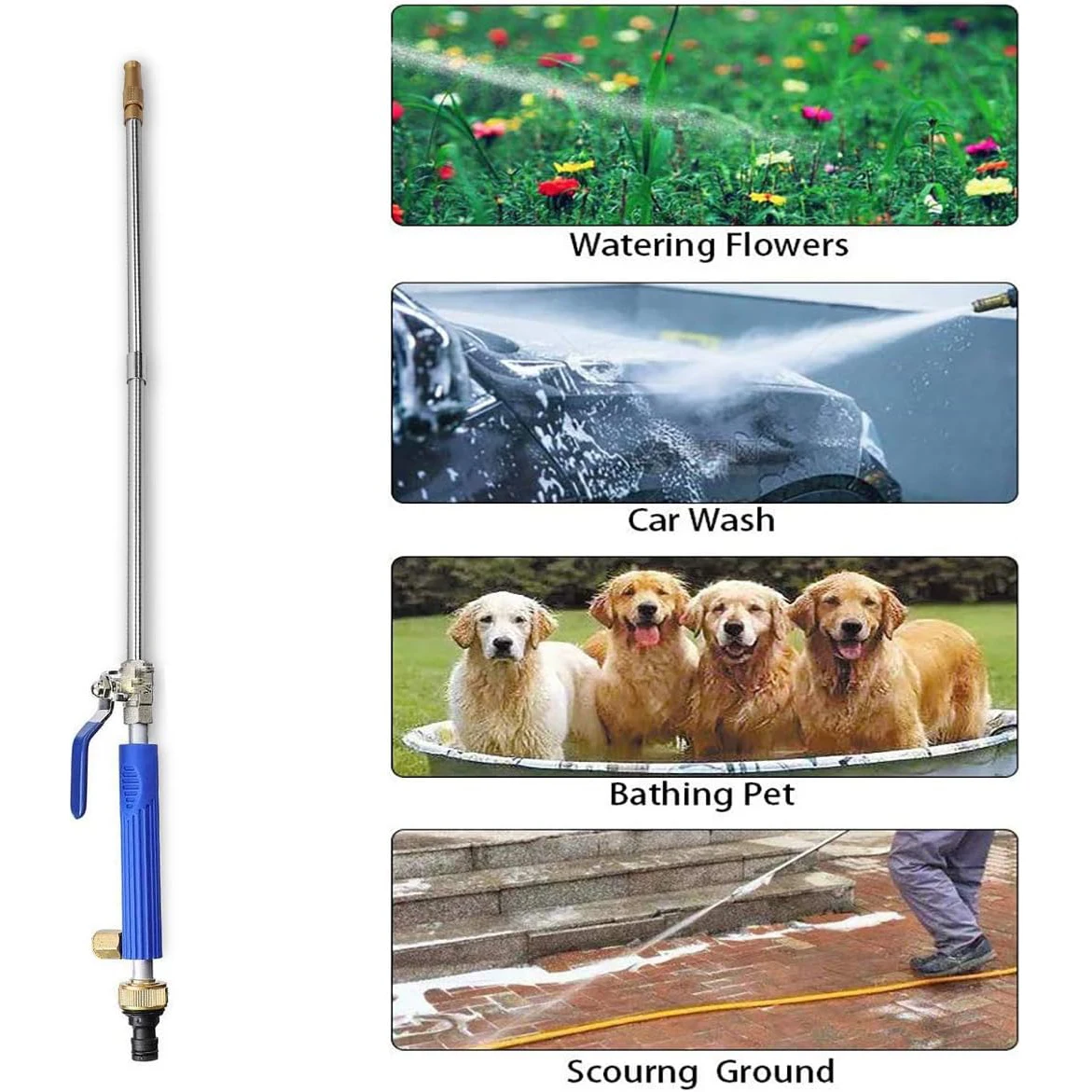 High Pressure Power Washer Watering Sprayer Cleaning Lance Hydro Jet Water Hose Nozzle Wand Lance Garden Flower Watering Tool