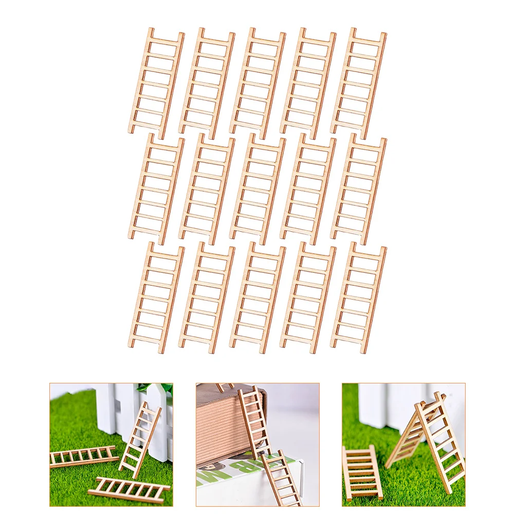 15 Pcs Step Ladder Small Staircase Ornaments Mini House Decor Model Wooden Stairs