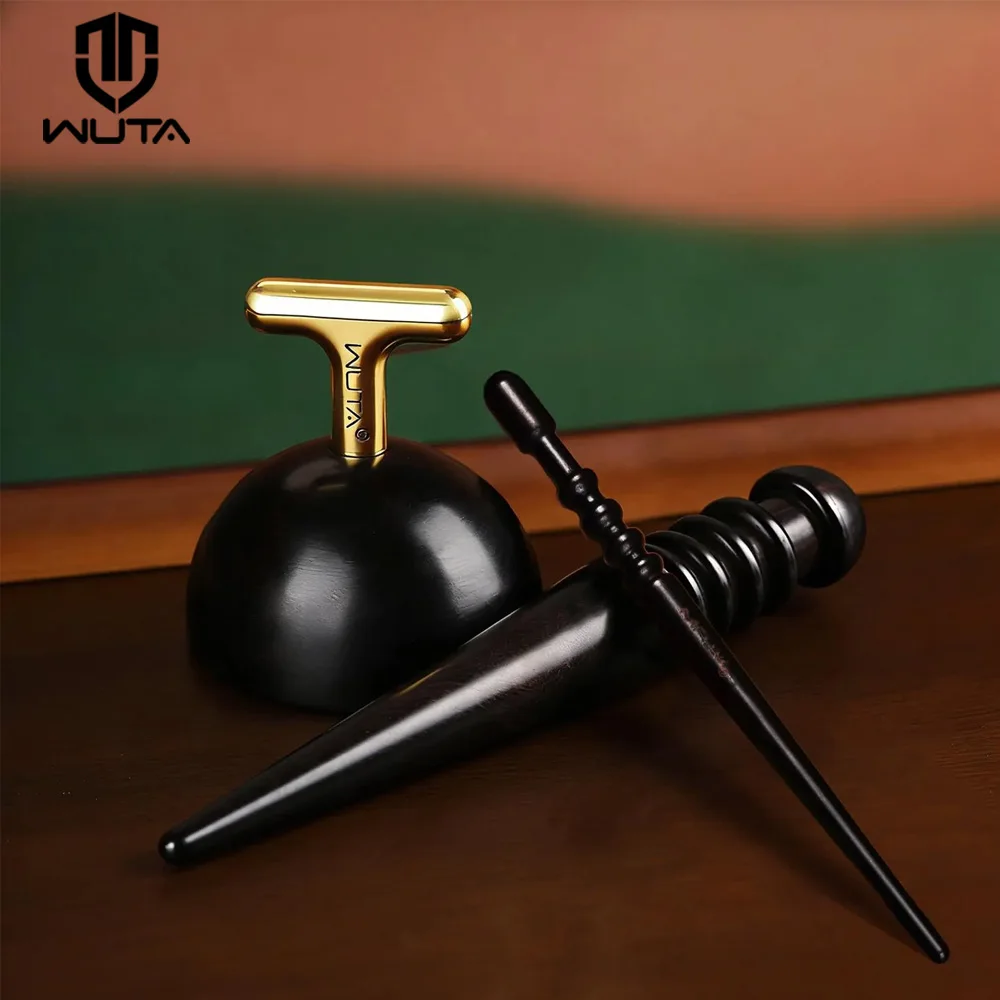 WUTA 1PC Pro Leather Edge Burnisher High Density Ebony Black Wood Slicker Upgrade Burnishing & Polishing DIY Leather Craft Tools