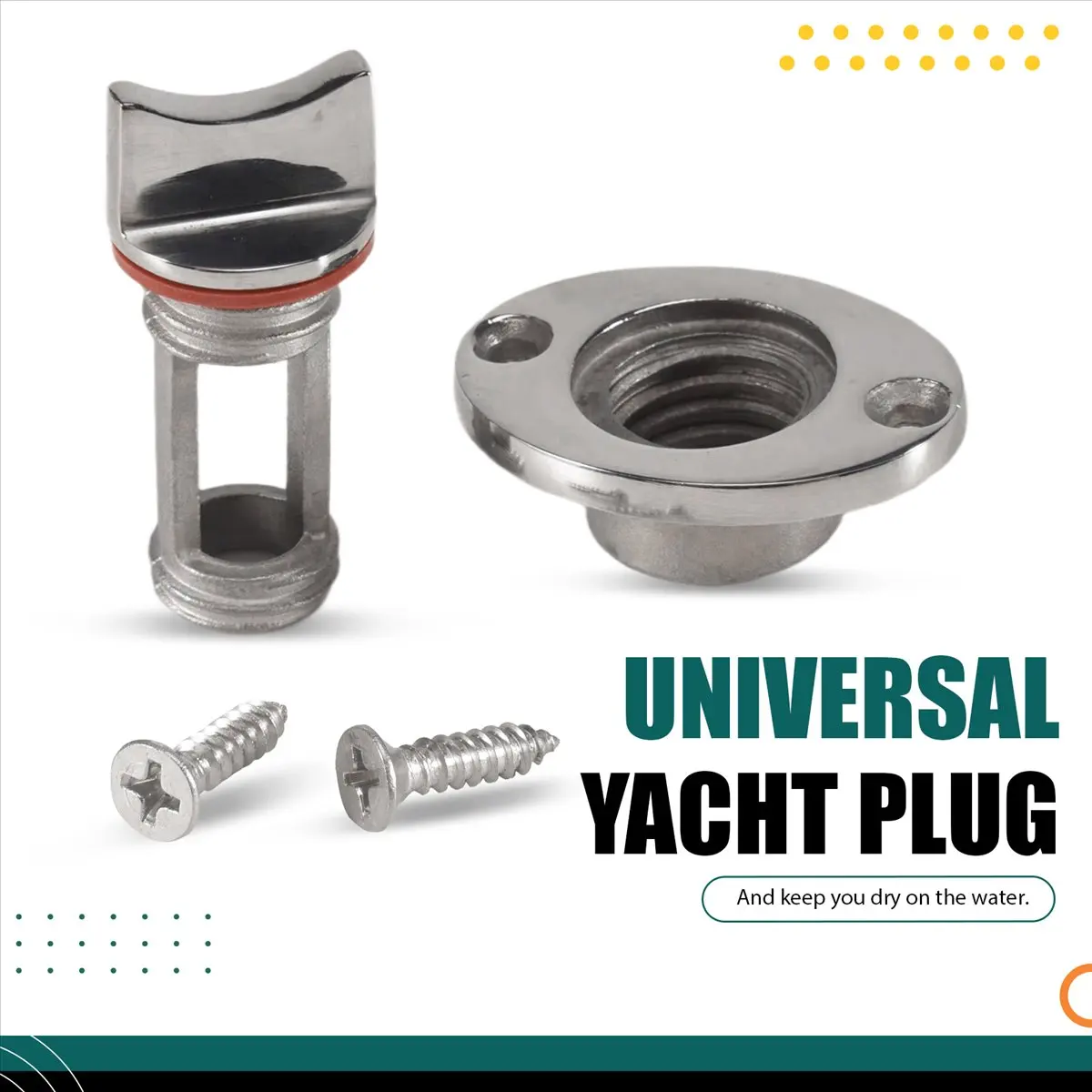AA986 Superior Stainless Steel Boat Drain Plug Bung Hole Drainage Marine Dinghy Garboard Hardware Boat Accessories,Red Gasket