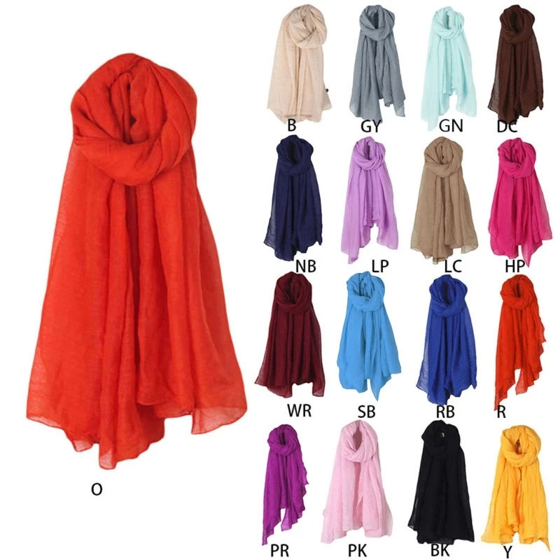 Women Scarf Shawl Wrap Big for Head Scarves Soft Linen Solid Color Shoulder Cove DropShipping