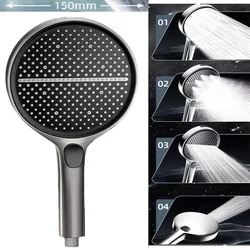 15CM Big Panel 4 Modes Pressure Boost Shower Head Black High Pressure Large Flow Spray Nozzle Massage Shower Bathroom Accessorie