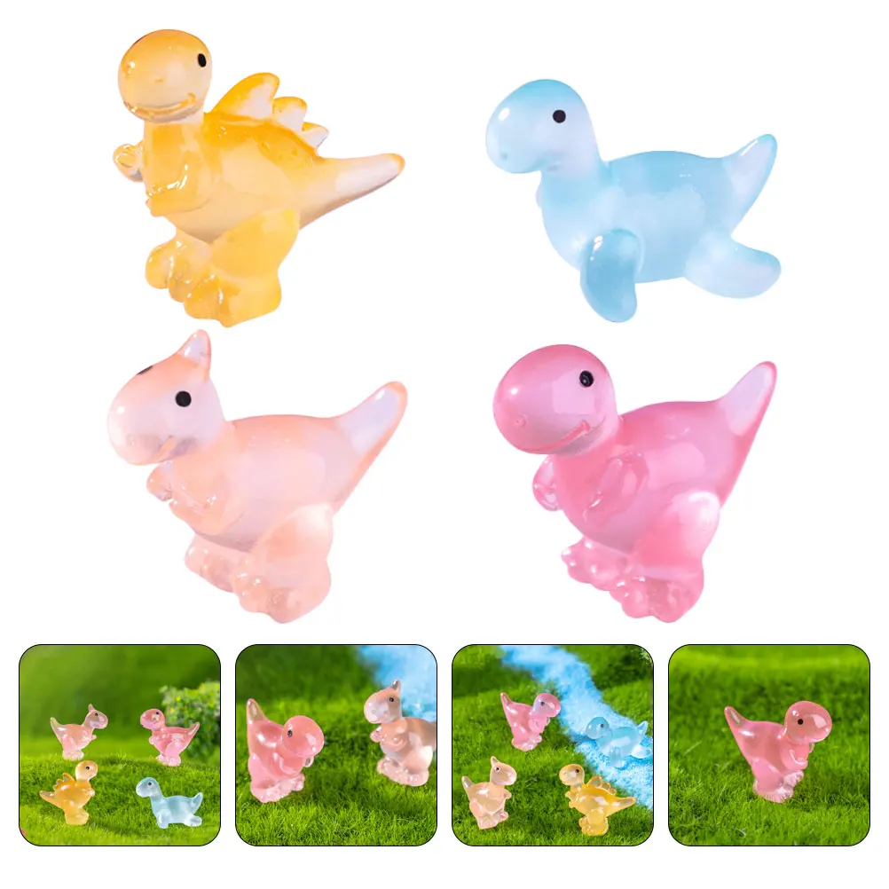 

20 Pcs Luminous Dinosaur Mini Dinosaurs Figures Shine Decor Resin Figurines Decoration