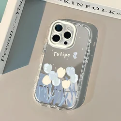 Tulip Star Mirror Phone Case For iPhone 16 15 14 13 12 11 Pro Max XR XS MAX 7 8 PLUS MINI Y2K Shockproof Bumper Cover