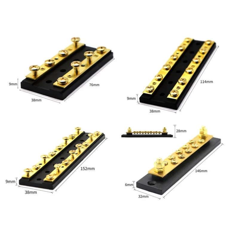 4way 6way 8way سيارة RV صف مزدوج بسبار 60A 32 فولت براس بولت الأسلاك السلبية بار المسمار سفينة تحويل الأجزاء العامة 10way 150A