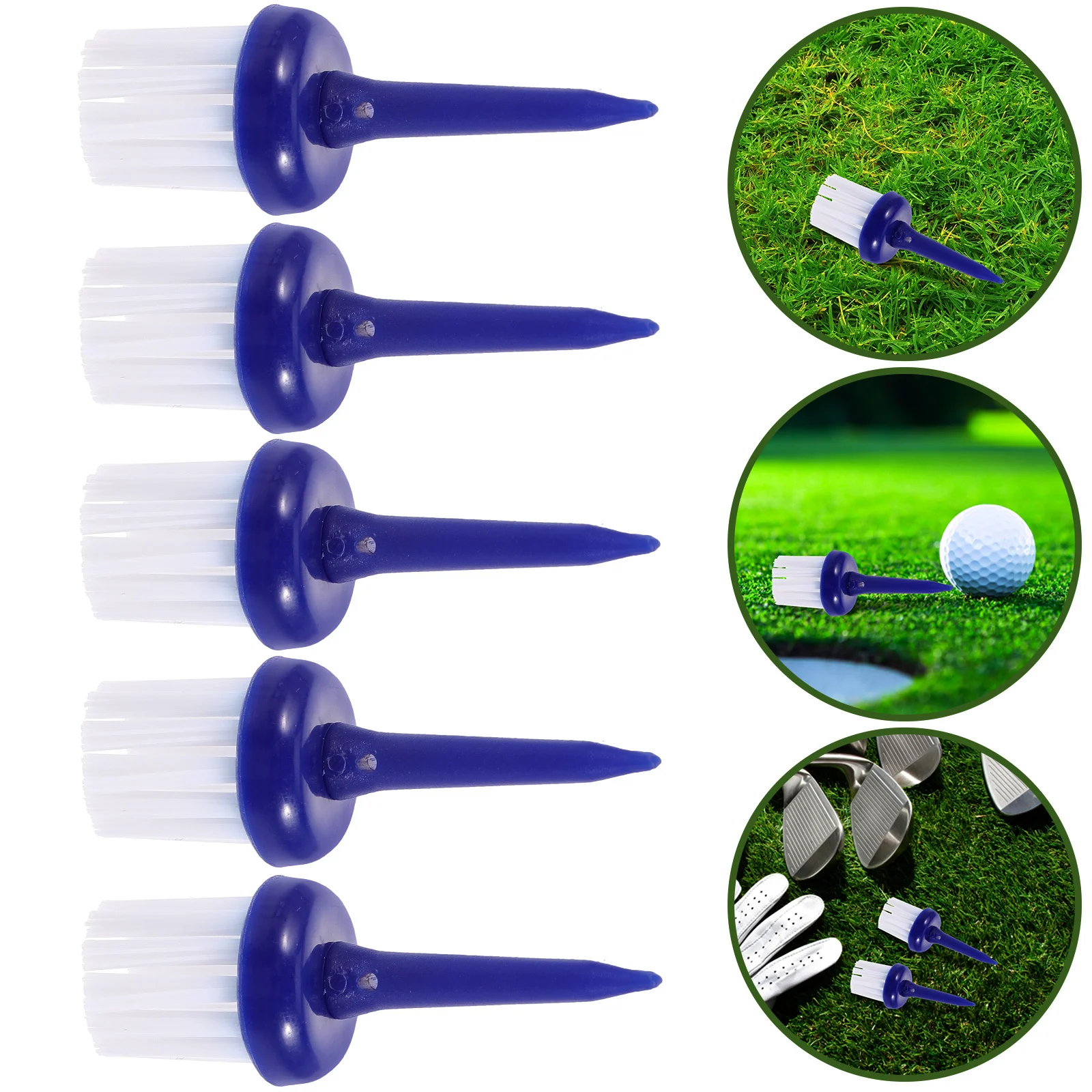 

5pcs Golf Brush Professional Replaceable Golf Tees Wear-Resist Plastic Ball Holders Practice Tool For Outdoor Golfing Storage