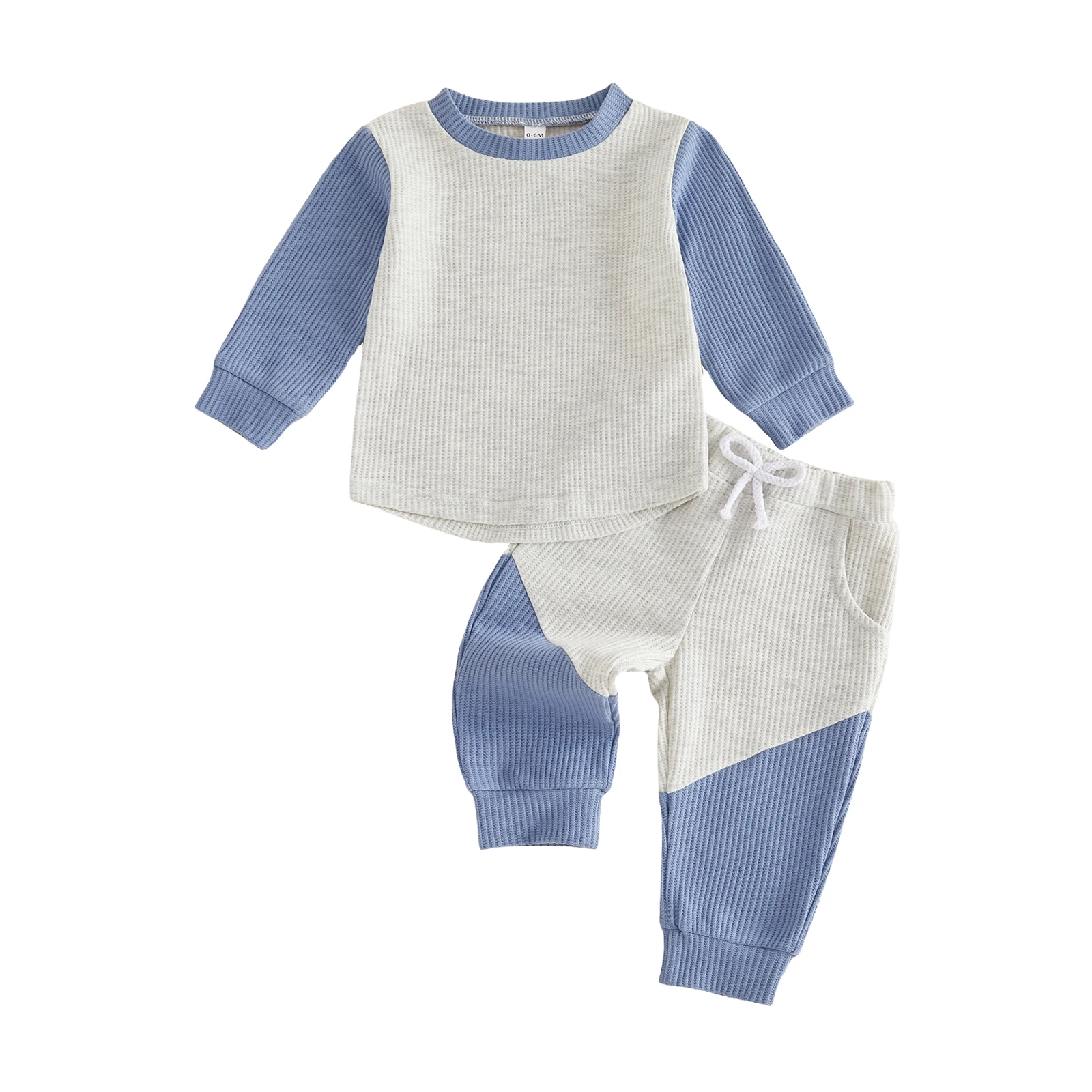 

Kids Boys 2-piece Outfit Contrast Color Long Sleeve Sweatshirt with Sweatpants Fall Outfit