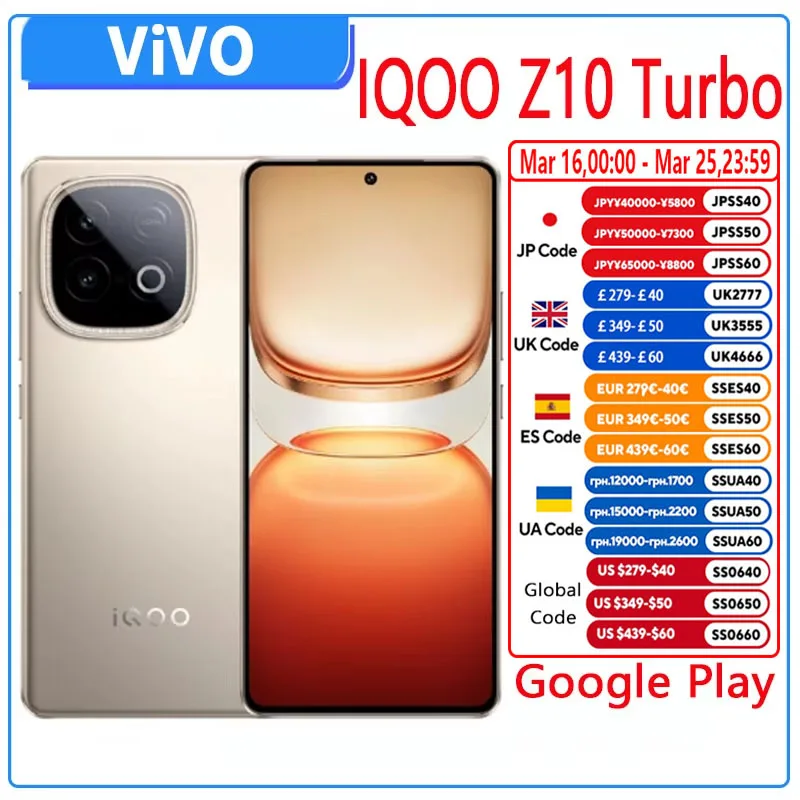 جديد IQOO Z10 Turbo 5G هاتف ذكي الأبعاد 8400 6.78 بوصة 144 هرتز شاشة AMOLED بطارية 7620 مللي أمبير في الساعة 90 وات SuperCharge 50 ميجابكسل كاميرا NFC OTA