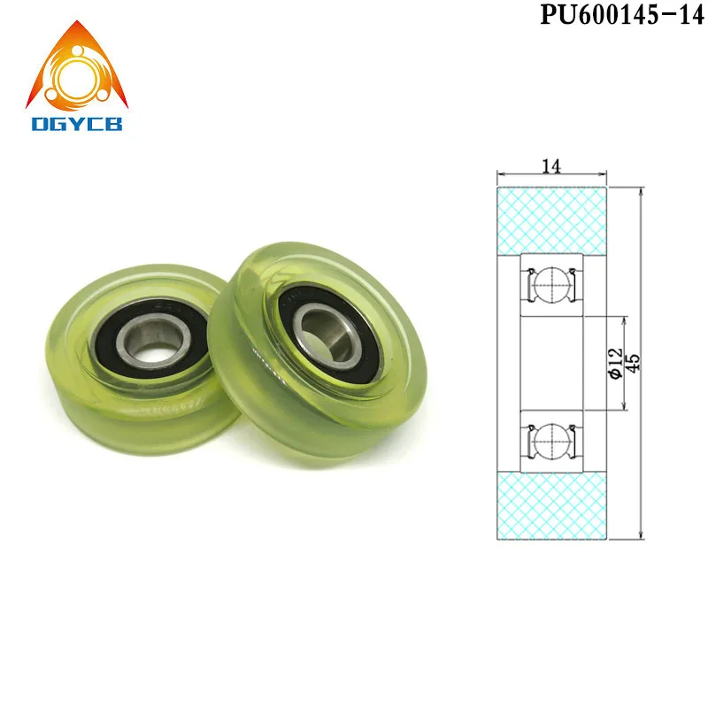 1pcs 15 mm Shaft Hole 43 mm Diameter Polyurethane Covered Bearing PU620243-15 PU Coated Mute Roller PU6202 Rubber Flat Pulley