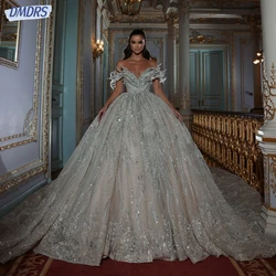 Luxury V-eck Wedding Dresses Beading Crystals Ball Gown Dress For Bride Sparkly Floor-length Bridal Gown Vestido De Novia