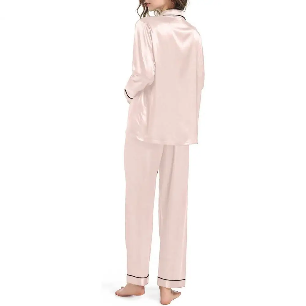 

Женские шелковые атласные пижамы, рубашка с длинным рукавом, брюки, пижамный комплект, женская одежда для дома, сексуальная одежда для сна, одежда для дома, Conjuntos De Pijama