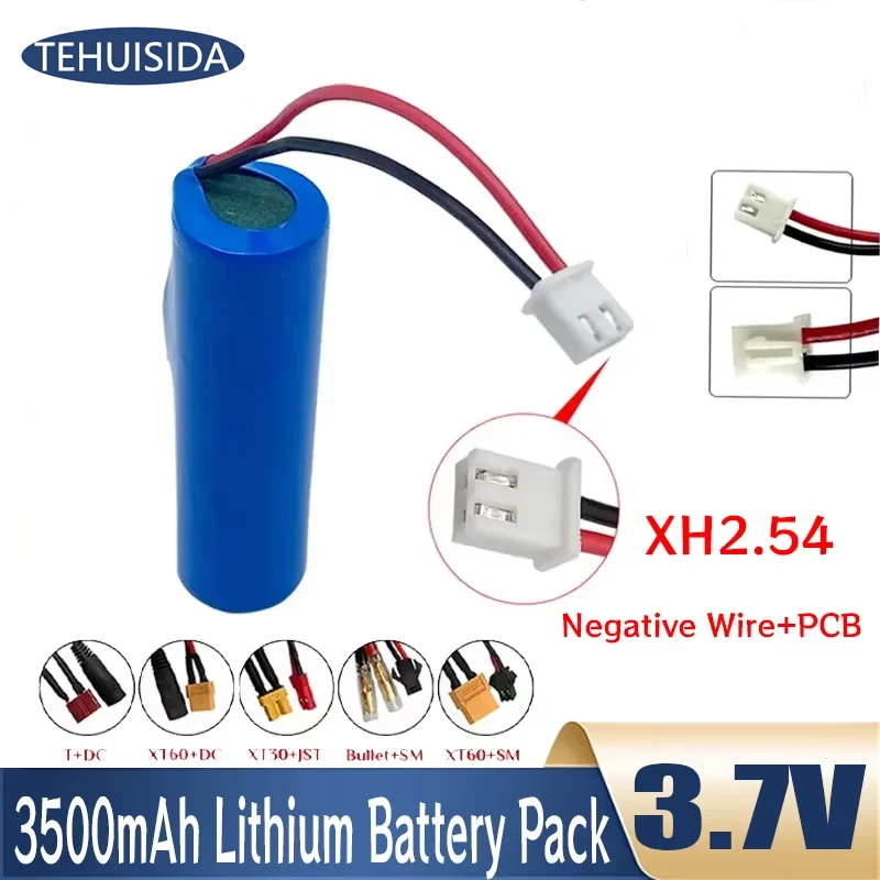 1S1P 18650 lithium-ion battery pack 3.7V 3800mAh rechargeable battery negative cable + PCB for sweeper replacement lighting